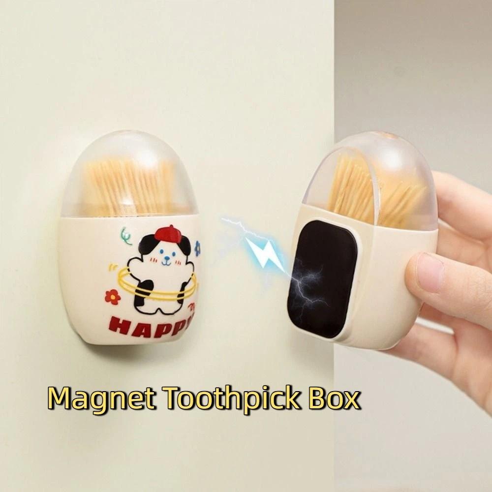 2 Stück Oval geformte Magnet-Zahnstocherbox Wandmontierter Zahnstocherspender Esstisch