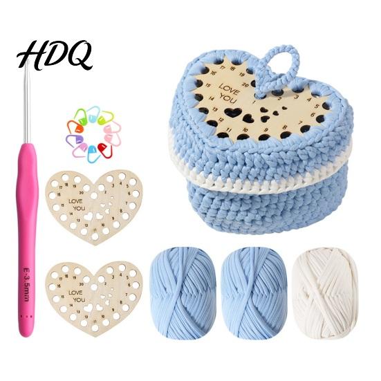 Storage Basket Craft DIY Crochet Kit Handmade Woven Making Set with Kit Yarn & Hook Knitting Desk Organizer for Beginner