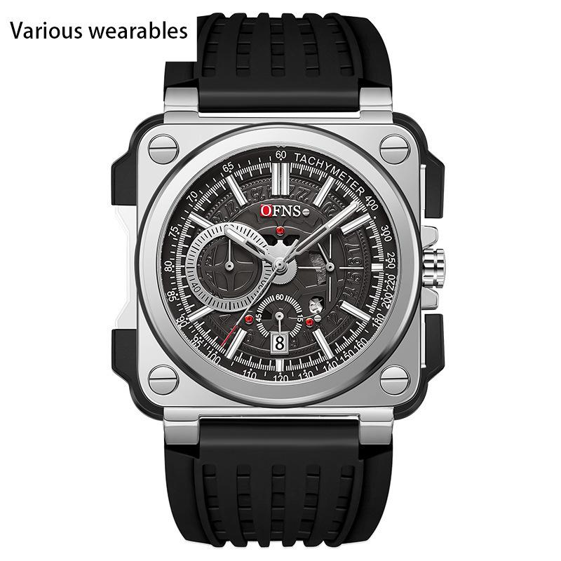 Watch Square Dial Fashion Simple Bar Nail Calendar Waterproof Men's and Women's Quartz Watch