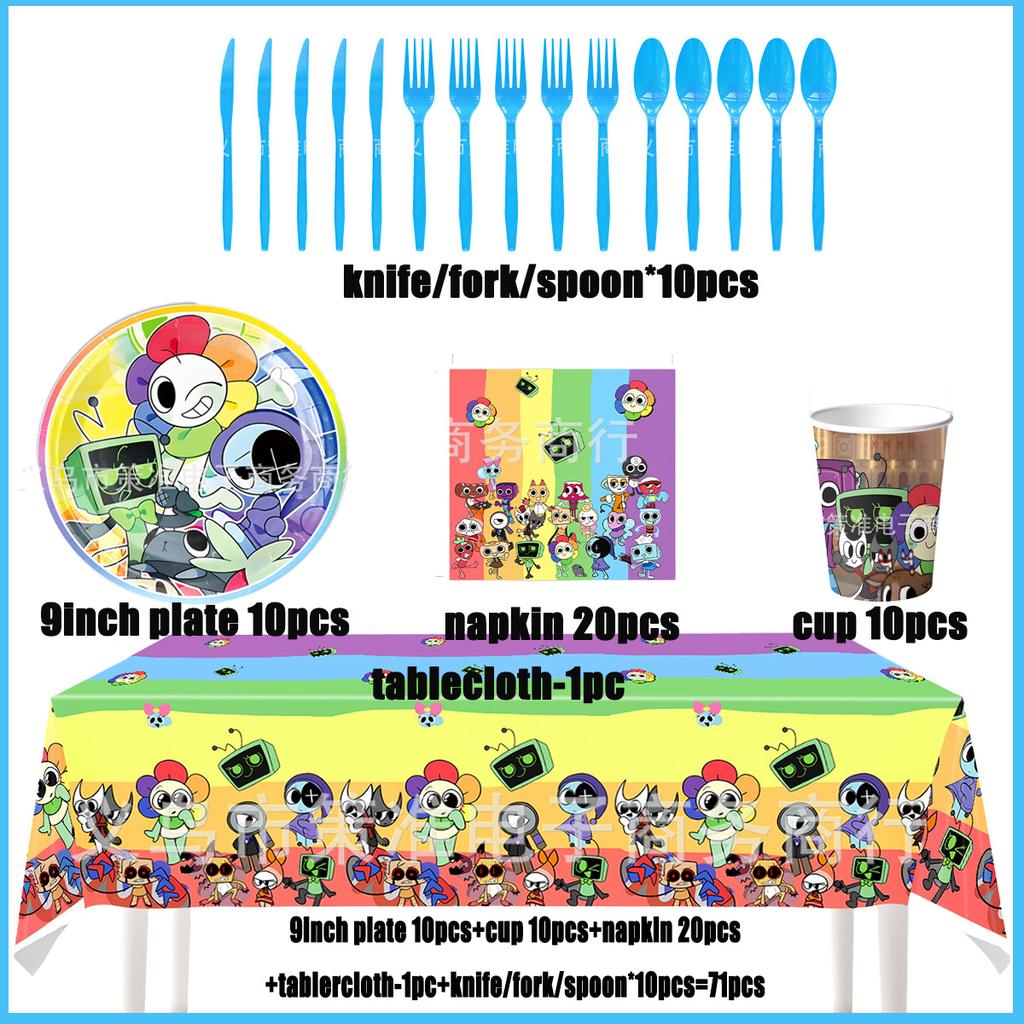 Game DANDYS World Theme Birthday Party Supplies Decoration Disposable Tableware Dandy's DIY Balloon Plate Cup Backdrop Kid Gift