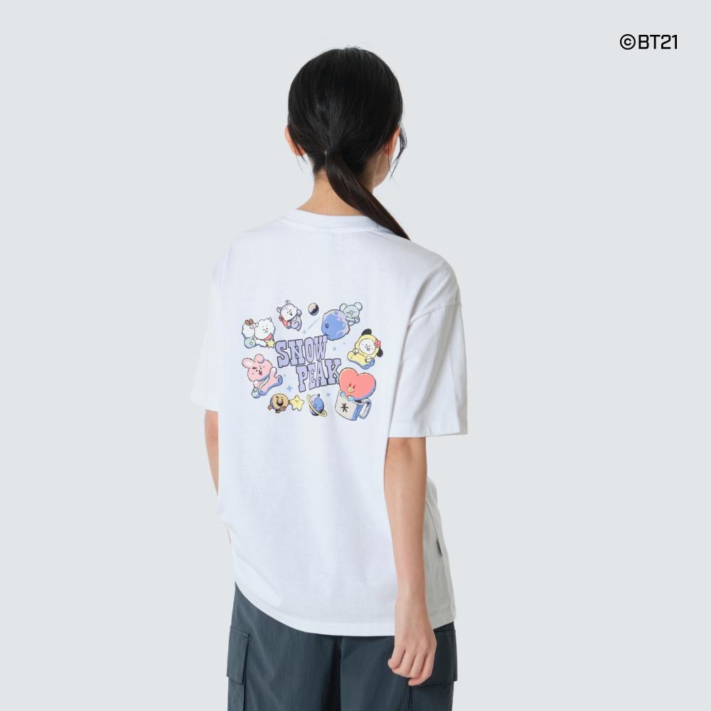[Snowpeak] [Snowpeak I BT21] Женская графическая футболка с коротким рукавом Белая (S26MWFTS92) 85(S)