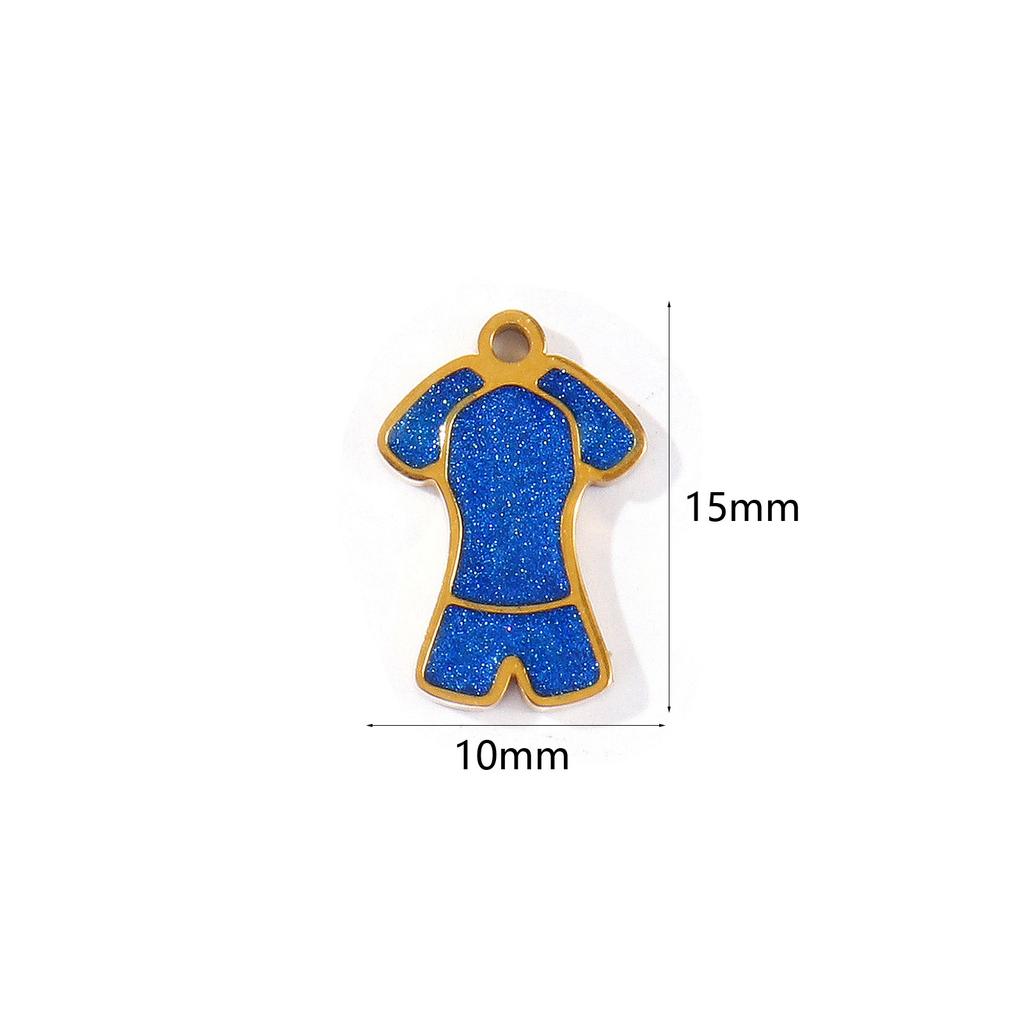2pcs Stainless Steel Sport Charms 18K Gold Plated Round Football Multicolor Enamel Pendant DIY Necklace Earring Jewelry Findings