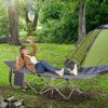 Single Steel Frame Portable Camping Cot, with Carry Bag - Grey