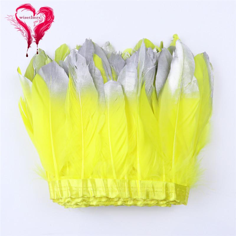Gilded Silver Tip Goose Feather Lace Trim - DIY Decorative Clothing Accessory