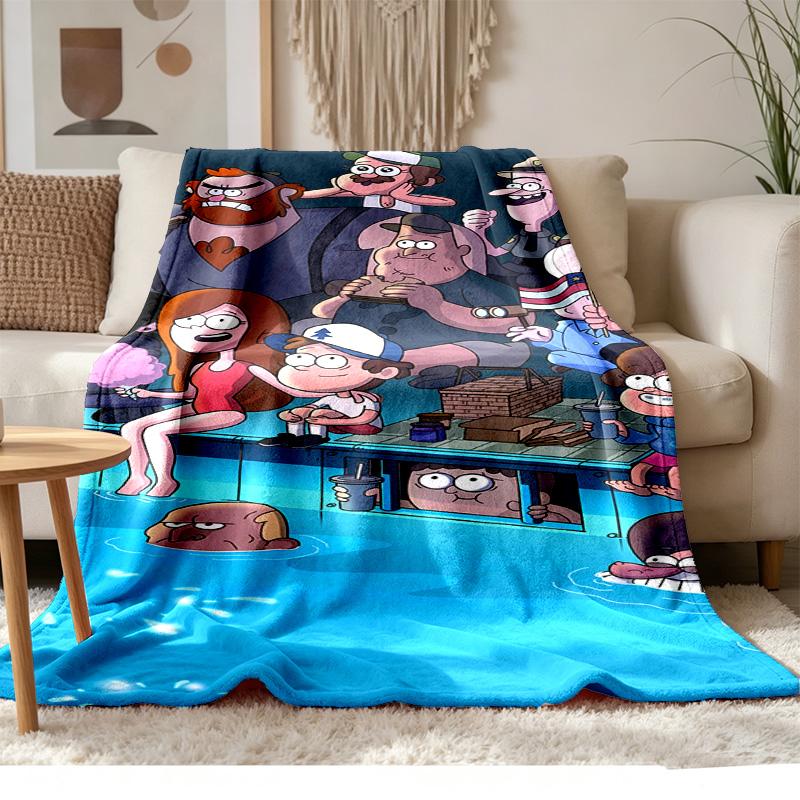 Gravity Falls Měkký a pohodlný flanel Vhodný na pohovky obývací pokoje venovní kempování cestování a také skvělý dárek k výročí
