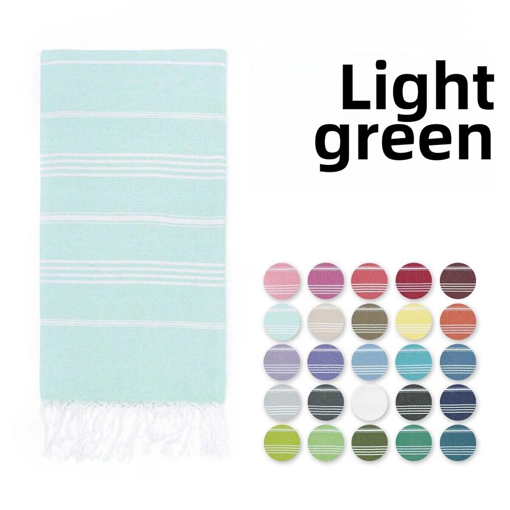 Woven Cotton Blanket Outdoor Blanket Foreign Trade  Beach Towel Color Bath Towel Tassel Striped Polyester Cotton Beach Towel