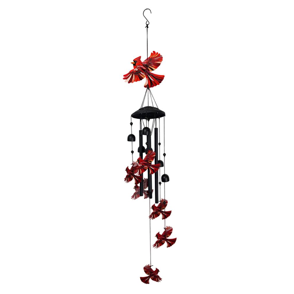 Metal Wind Chime Hanging Decoration with Painted Hummingbird Figurines Outdoor Indoor Garden Patio Porch Accessory