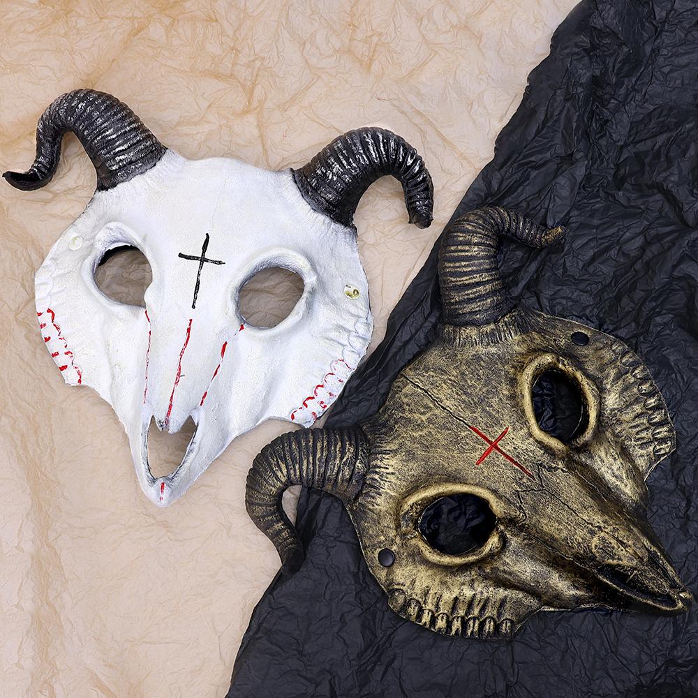 Halloween Skeleton Goat Horror Masks Skull Horror Demons Cosplay Dance Prom Carnival Party Props Roleplay Animal Mask for Adults
