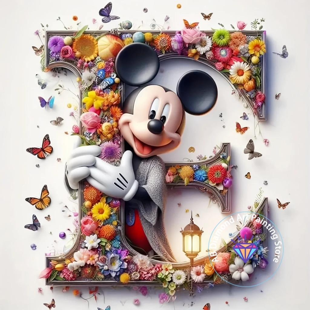 Mickey Mouse Minnie Letter Diamond Painting Kit 5D DIY Diamond Embroidery Cross Embroidery Handmade Art Gift Home Decoration