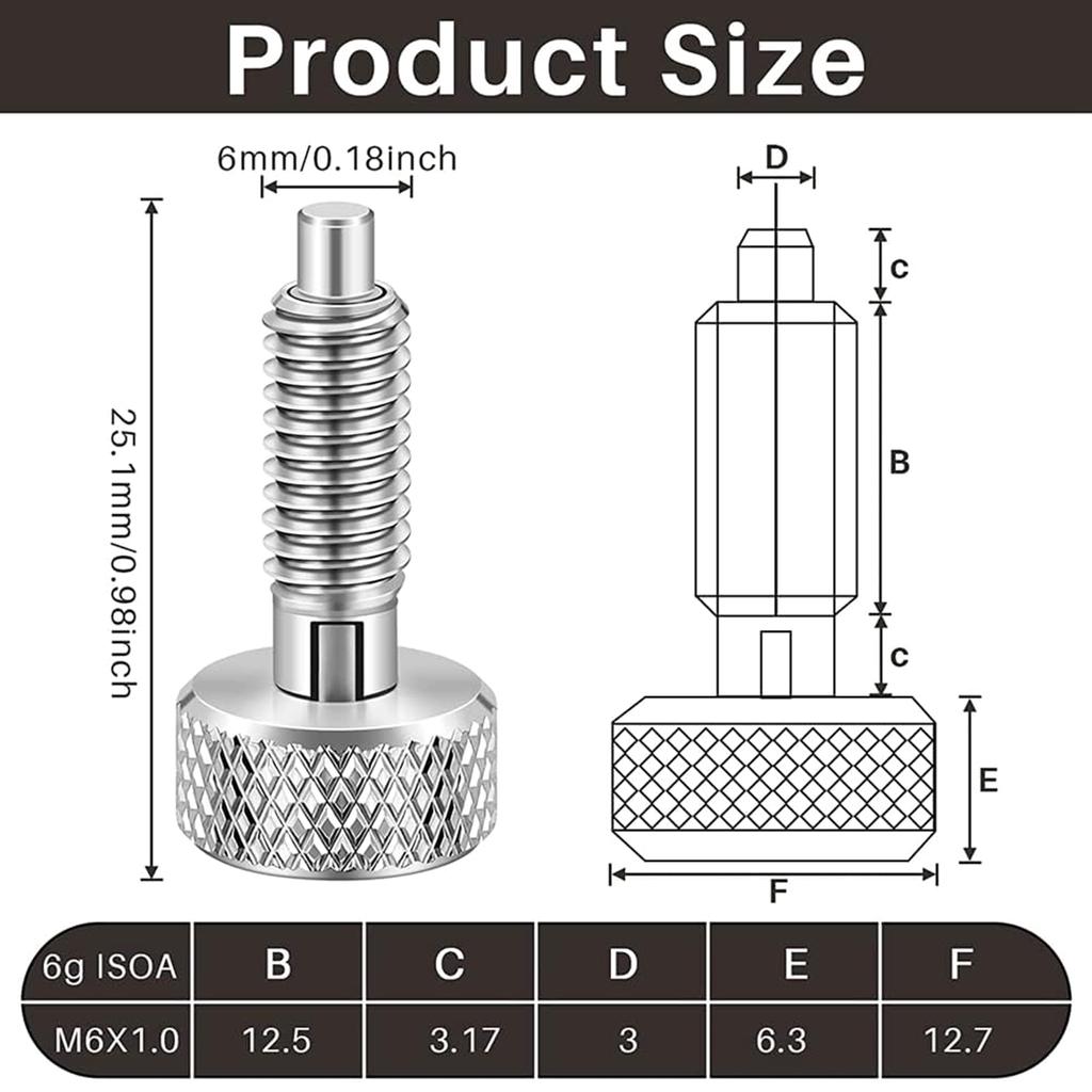 Hand Retractable Spring Plunger Stainless Steel Lock Out M6s Type Quick Release Pins with Knurled Handle for Toolboxes