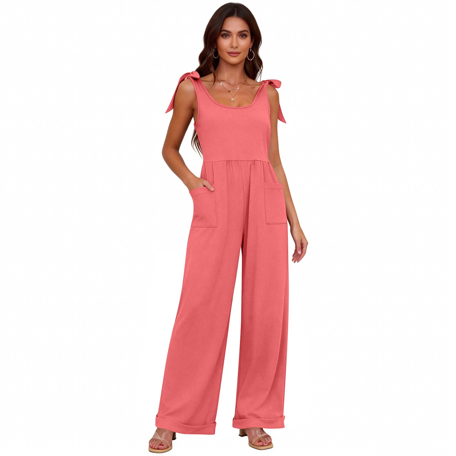 

Women s Casual Color Sleeveless Jumpsuit Pantsuit S