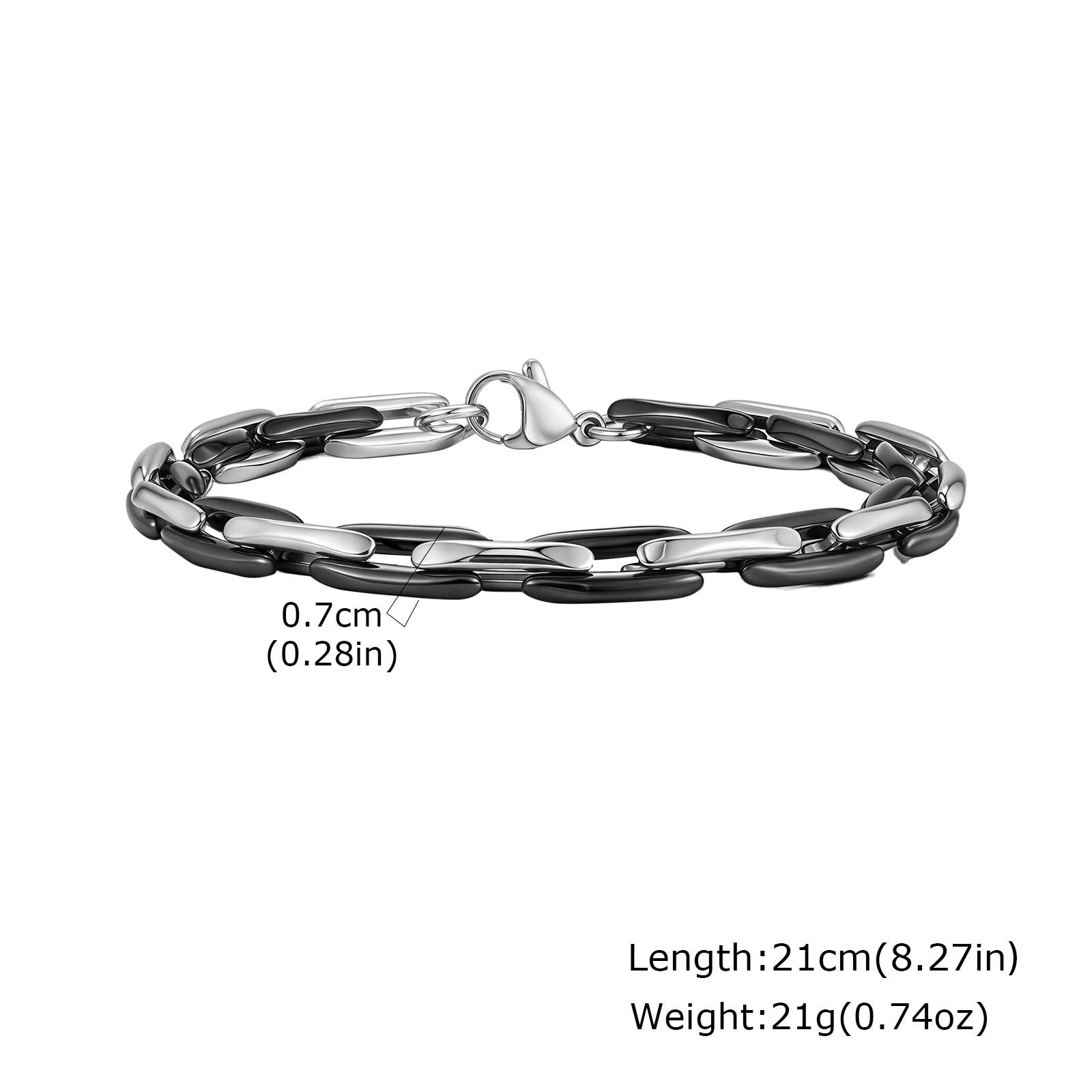 Trendy Men s Chain Bracelets,Black White Splicing Handmade Chain Wristband,New Minimalist Jewelry Gify 21cm
