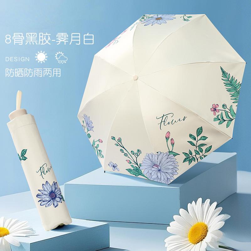 Sunscreen and UV resistant umbrella, suitable for both sunny and rainy weather, compact and portable folding sunshade for girls