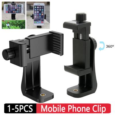 1-5pcs Universal Cell Phone Stand Vertical Bracket Tripod Mount Phone Clip Smartphone Clip Holder 360 for IPhone Selfie Stick