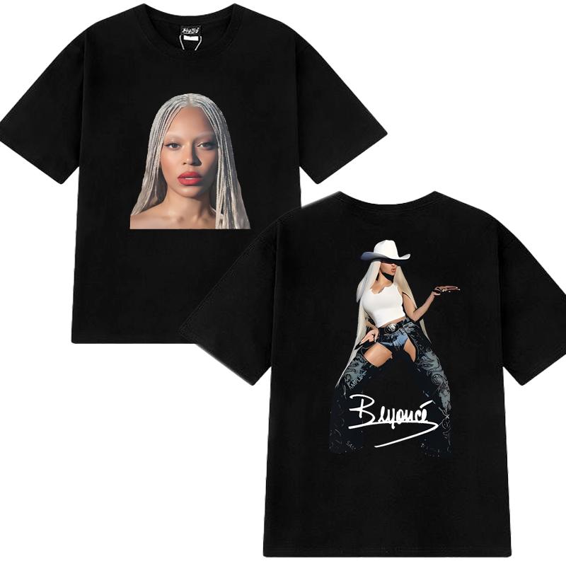 Hot Sale Beyonce Cowboy Carter Tour 2025 black T shirt Unisex Women Fashion Y2k Tops Unisex Oversized Cotton short sleeve Tshirts