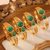 18K Gold-Plated Korean Amazonite Roman Titanium Steel Bracelet for Women - Eco-Friendly, Colorfast, Spring Open Design