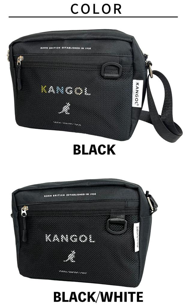 KANGOL Square Shoulder Bag, Crossbody Bag, KGSA-BG00261 (BLACKWHITE)