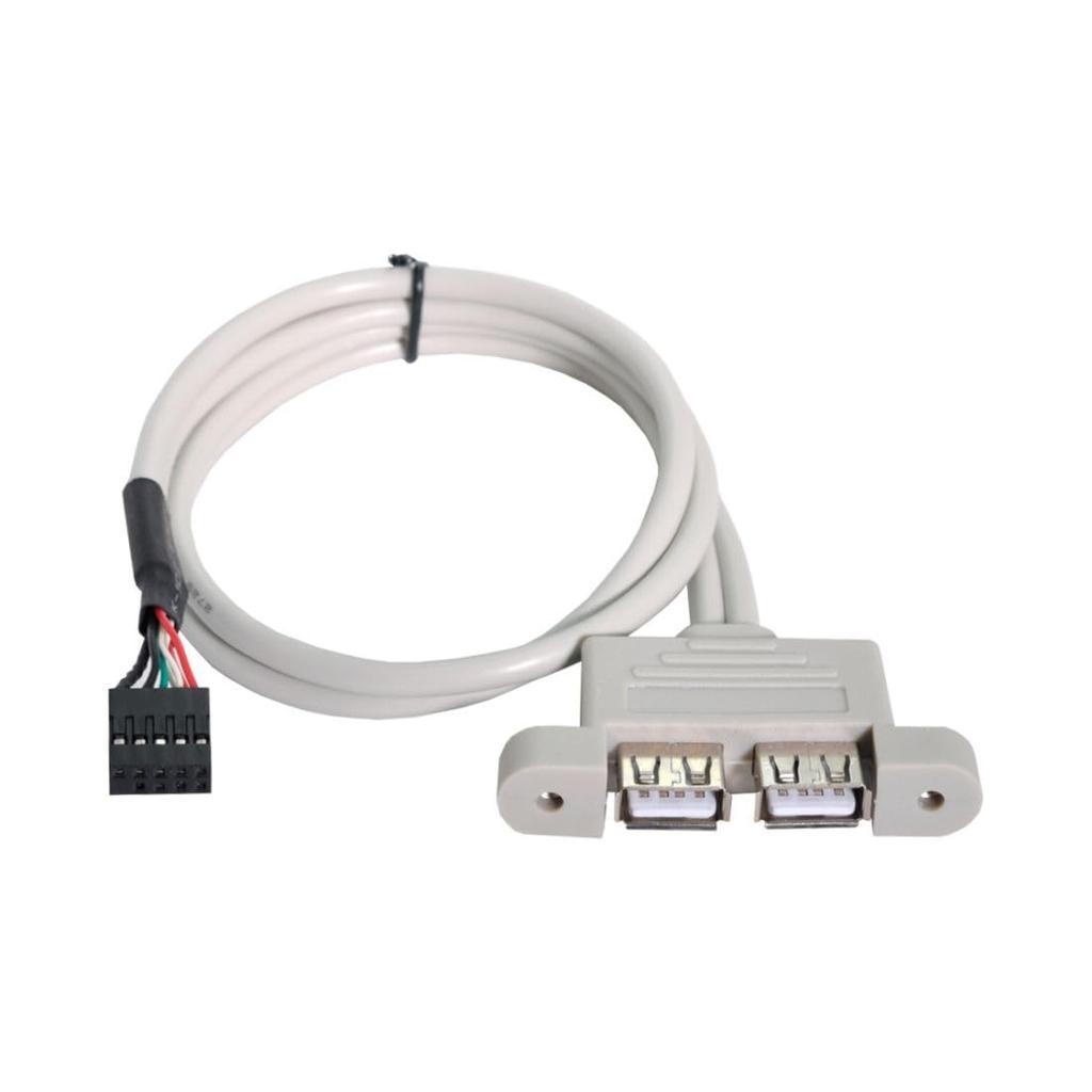 Chenyang Motherboard Header to 1 to 2 USB Port Multiplier Panel 40cm with 80mm PCI Bracket 9-Pin 2.0 Cable,