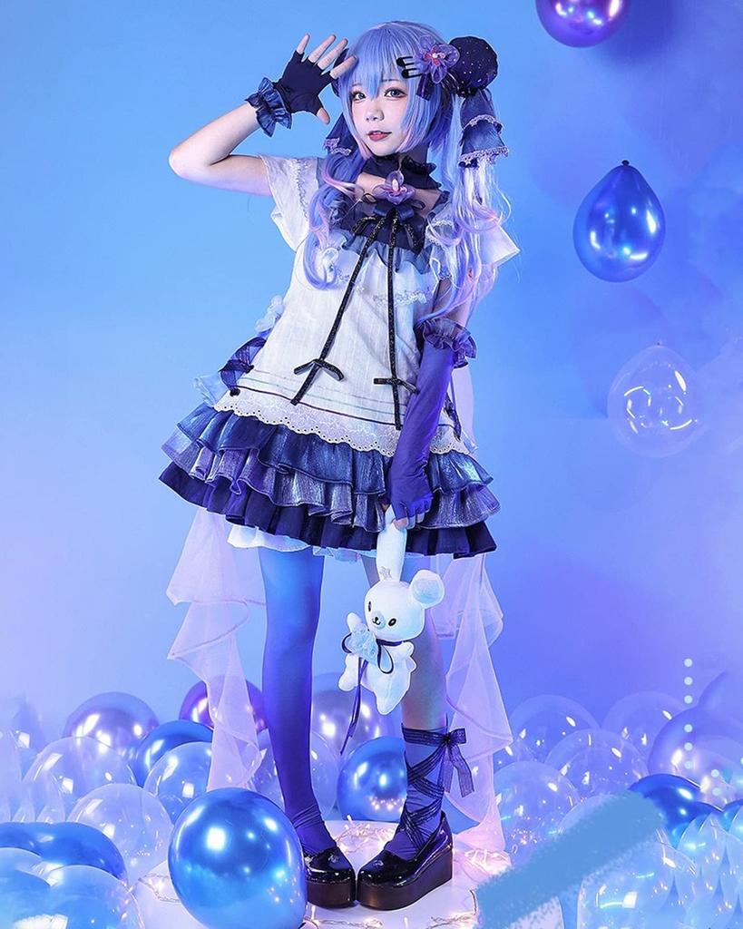 [Milky Time] Hatsune Miku Cosplay Dress, Vocaloid, Halloween, Women's, Purple, Blueberry