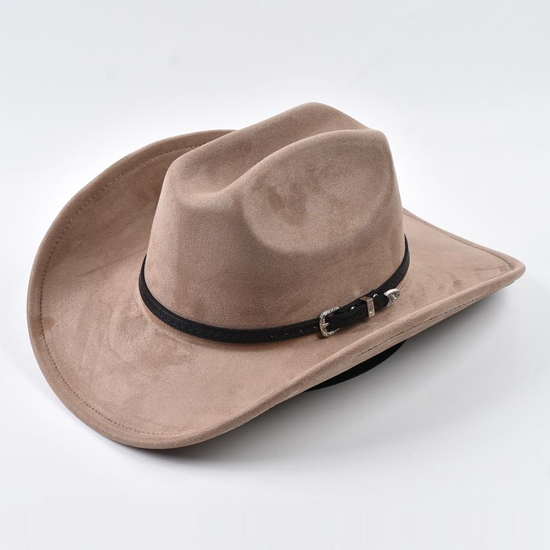 Suede Western Cowboy Hat For Men Women Vintage Rolled Brim Cowgirl Jazz Hats Outdoor Travel Knight Hats