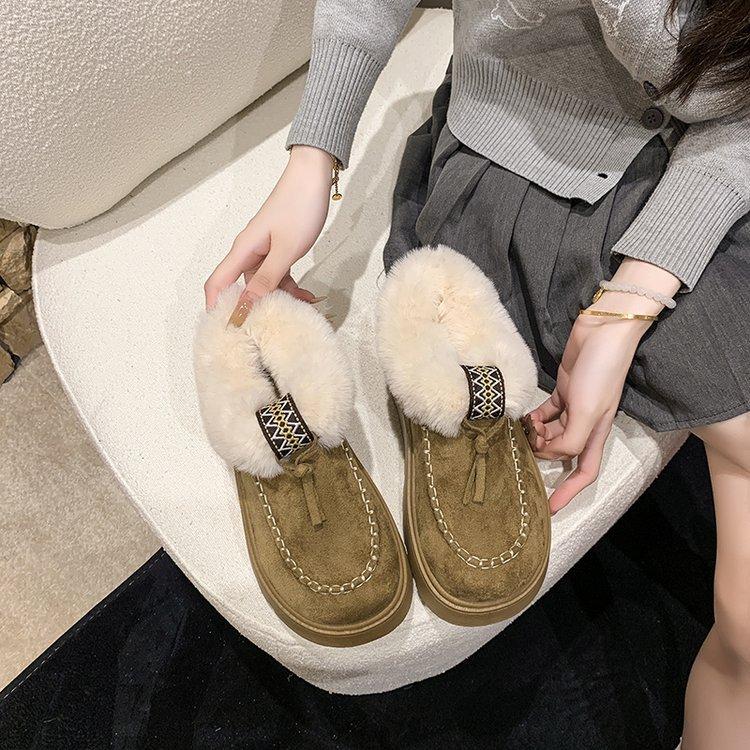 Women's Fashion Soft-Sole Winter Warm Fleece-Lined Snow Boots with Fleece Lining Short Boots, Slip-Resistant Casual Athletic Cotton Boots