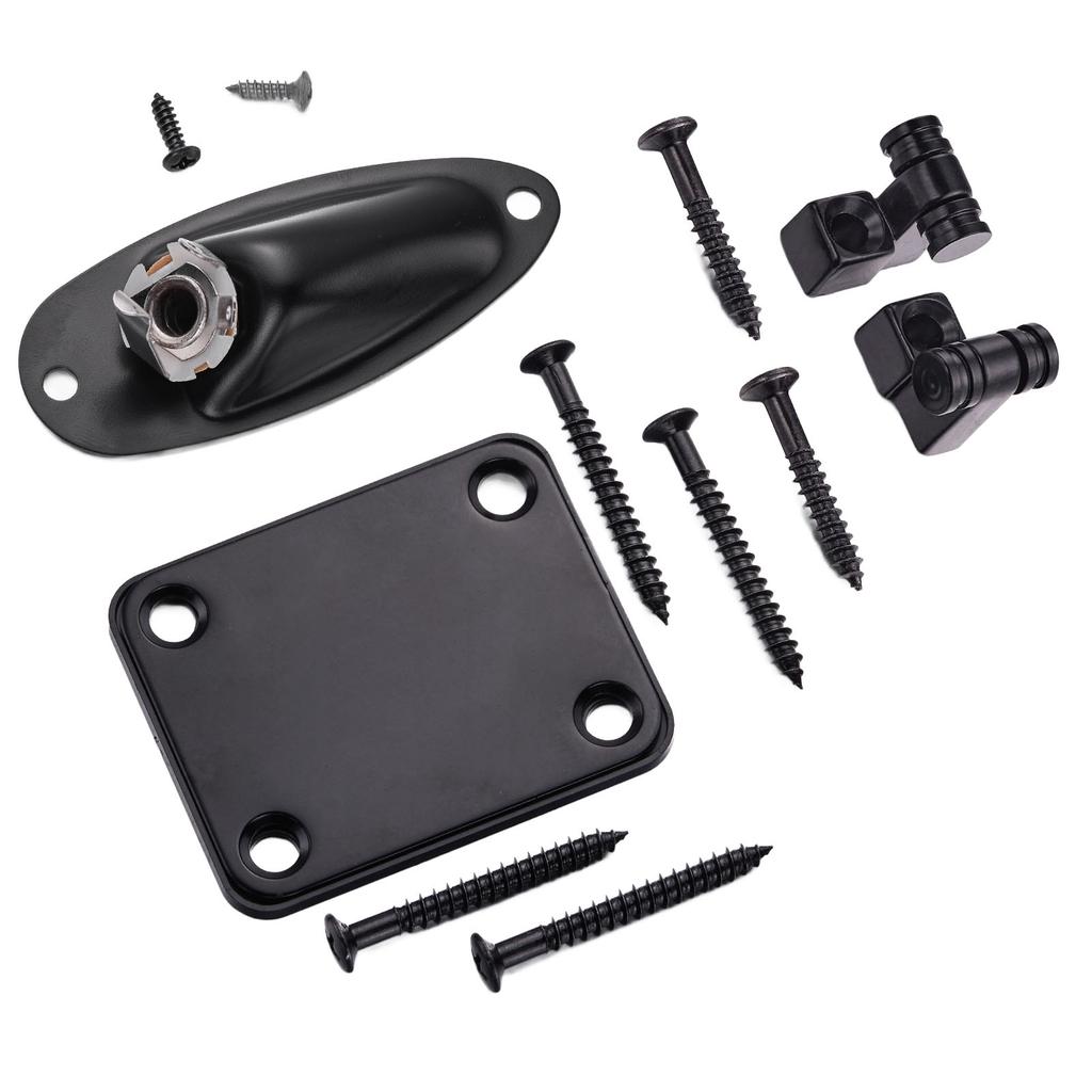 Guitar String Tree Retainer Set Guitar Loaded Socket Plate with Screws for Replacement Black