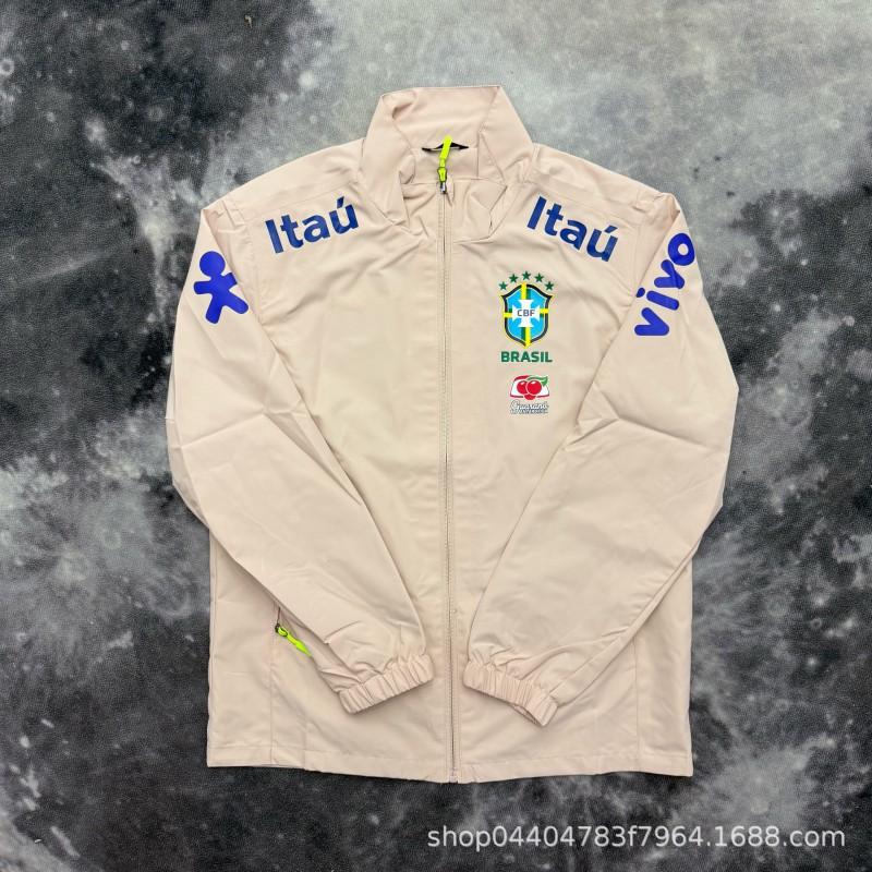 Brazil National Team Collar Jacket Neymar Same Style Waterproof Outdoor Football Coat Men