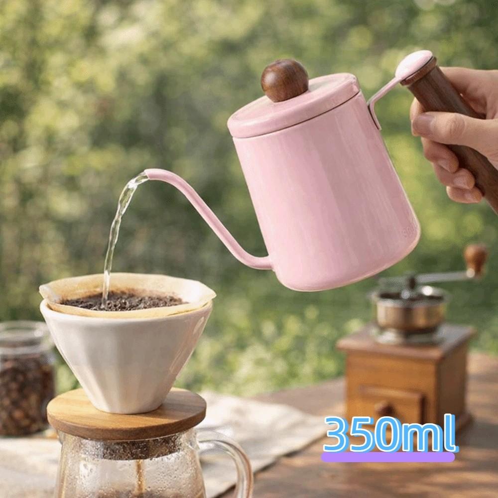 Trähandstag Svanhals Kaffekanna Rostfritt Stål Handbryggningskanna Kök