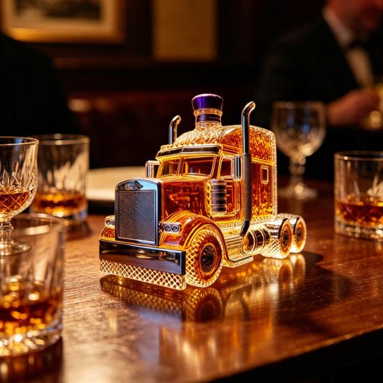 Truck-Shaped Glass Whiskey Decanter, Vintage Carafes for Spirits, Liquor Storage Bottle with Airtight Seal, Home Bar Decor
