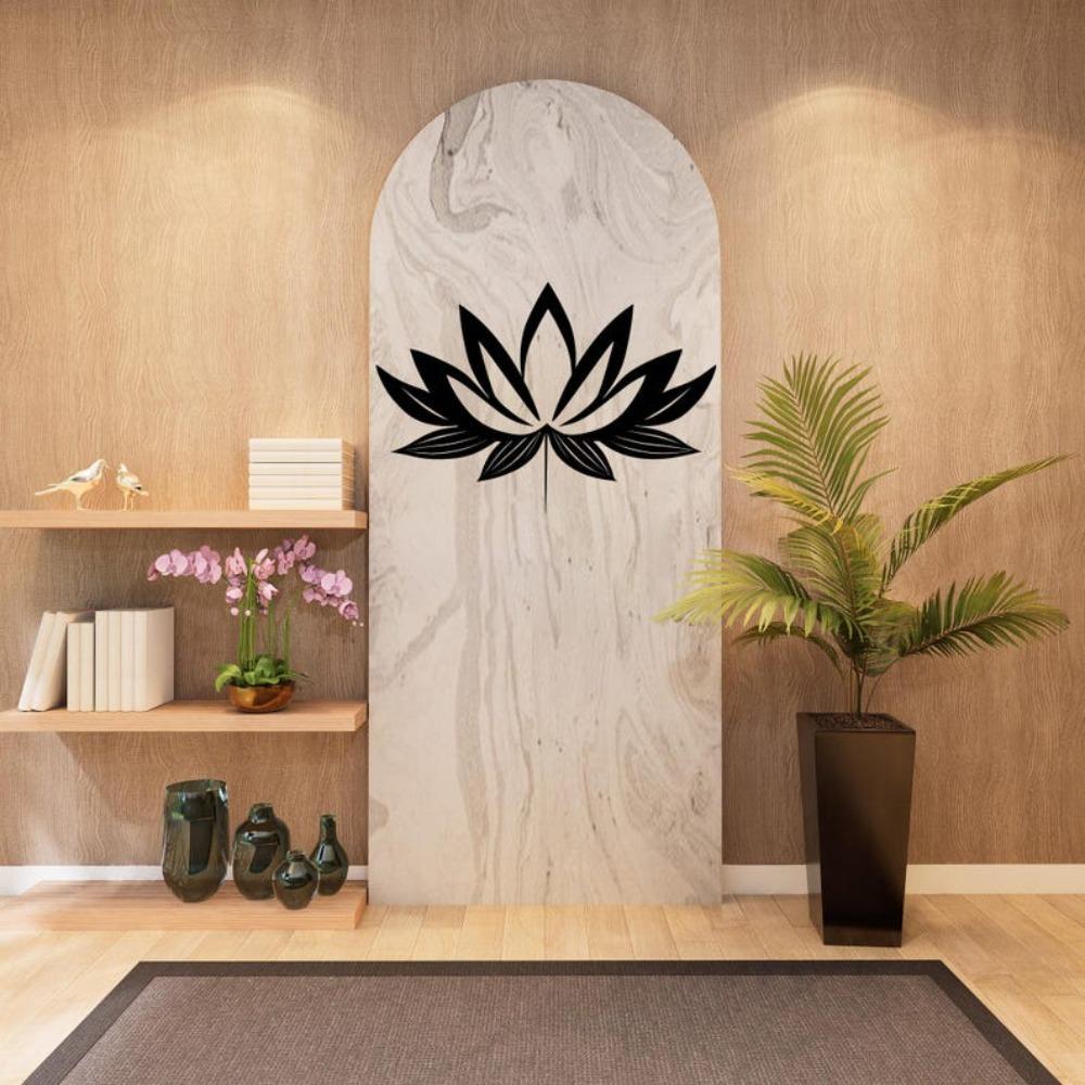 Black Metal Lotus Flower Wall Art Minimalist Modern Home Decor