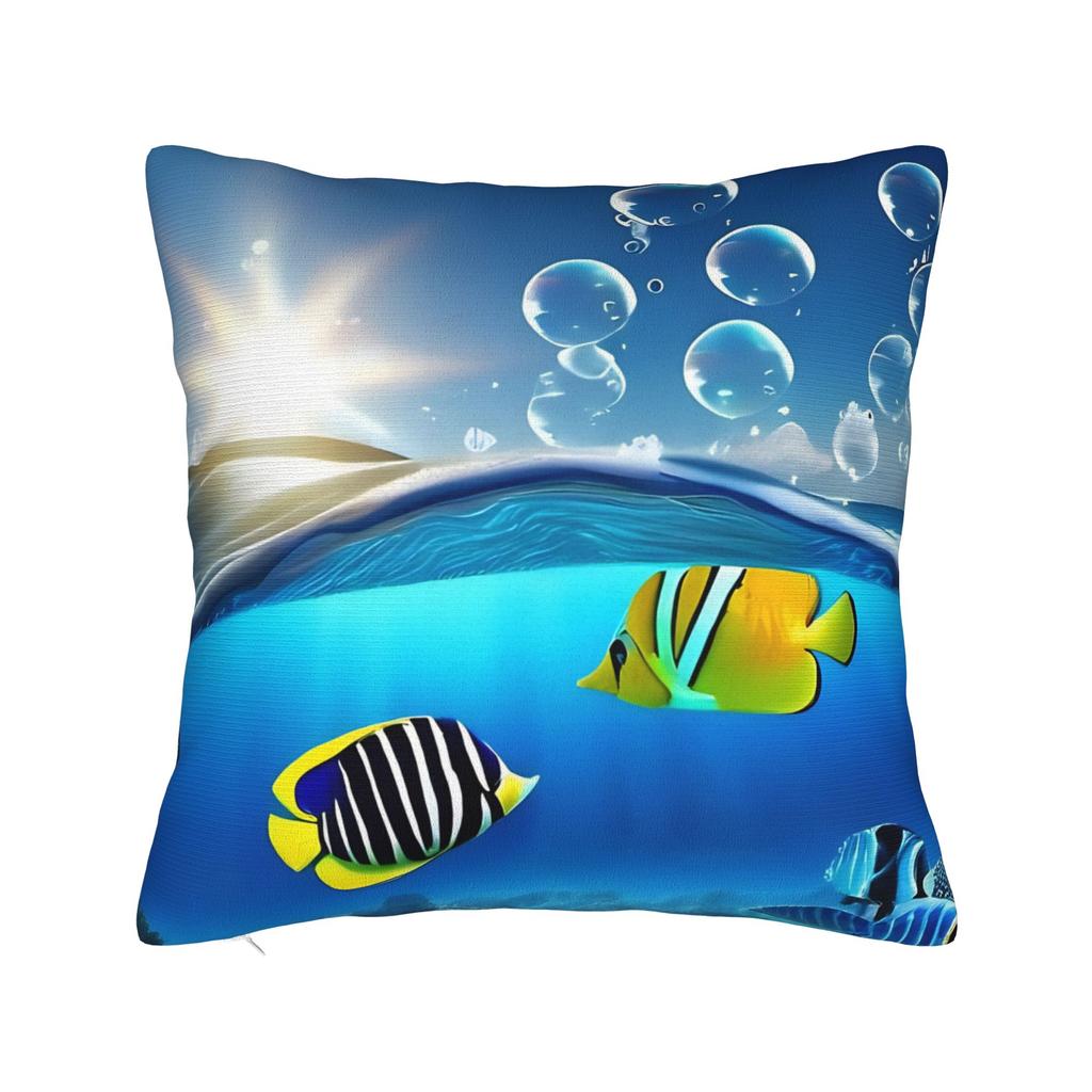 Frutiger Aero Fishies Square Pillow Cases Cushion Covers Awesome Zipper Decor Pillowcase for Seat 40x40cm