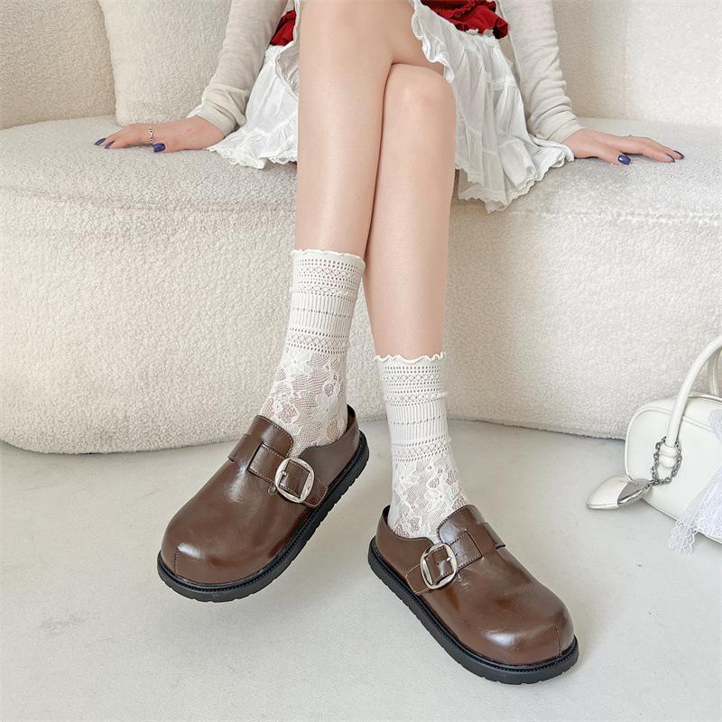 Popular Black High-end Thick-bottomed Bag Head Slippers for Women's Summer Outer Wear 2025 New Inner Height Increase Versatile Birkenstock Half Drag