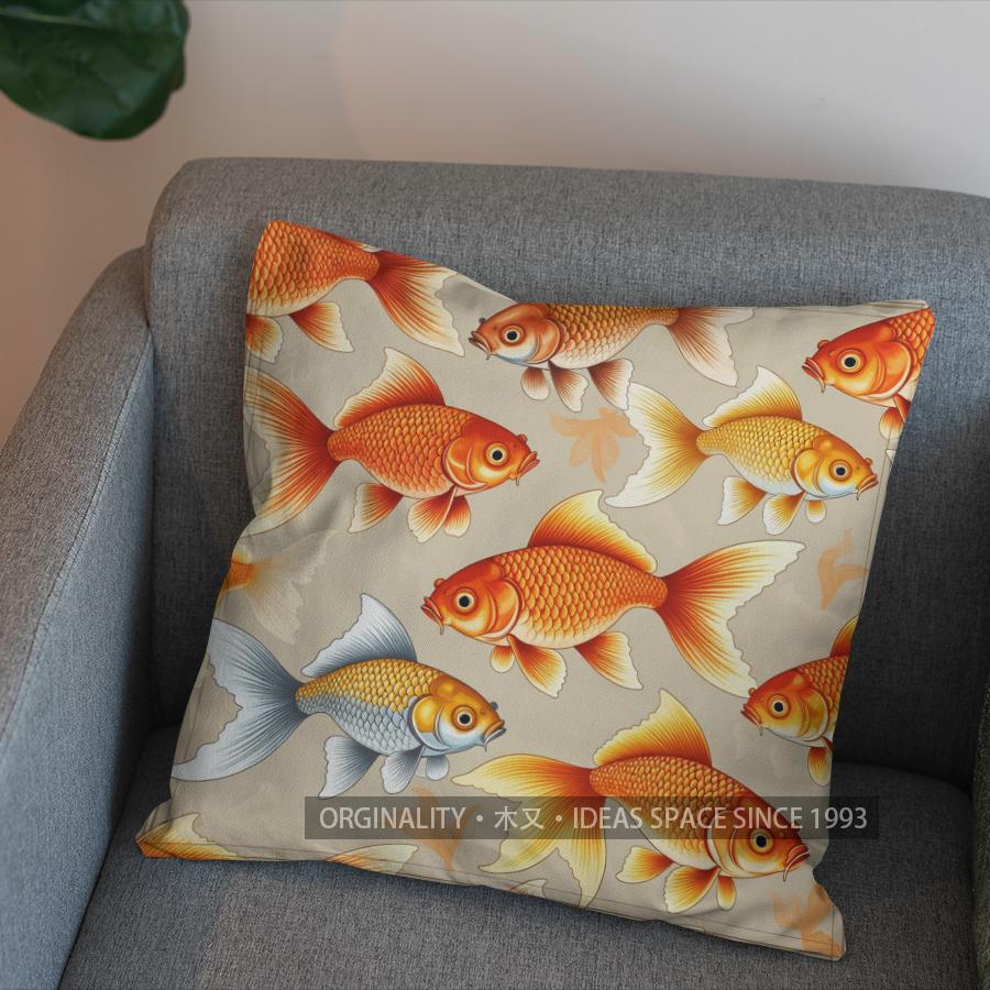 2D Colorful Koi Fish Pattern Decorative Pillow Cover Pattern Cushion Cover Suitable For Sofa Bedroom Car Pillow Cover