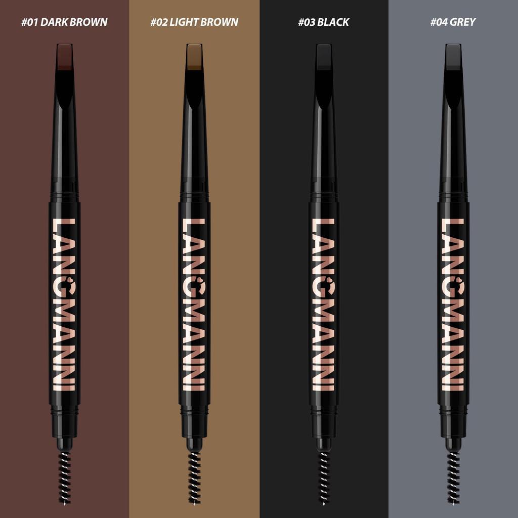 Dual-Ended Eyebrow Pencil with Spoolie Brush Long-lasting Easy Ware Eyebrow Pen,Natural Hair-Like Strokes,Waterproof Smudge-Proof Long Lasting Formula