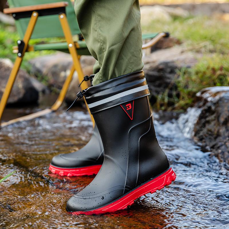 Men Rain Boots Non-slip Mid Calf Boots Waterproof Rubber Shoes Fishing Water Boots Fishing Non-slip Kitchen Rain Shoes 39-44