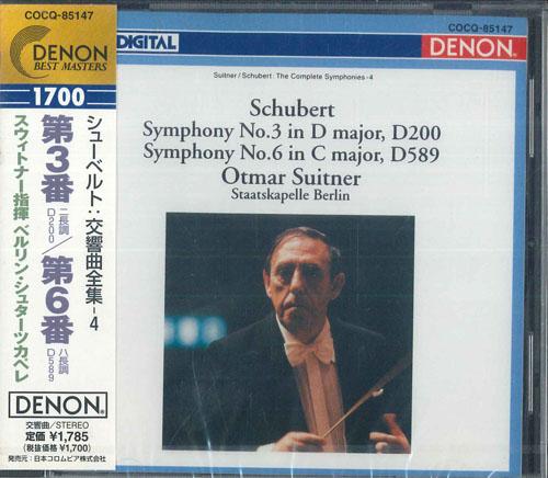 

CD OTMAR SUITNER STAATSKAPELLE BERLIN Schubert Symphonies Nos. 3 and 6 COCQ85147 DENON 1999 Japan ObiClassical Used