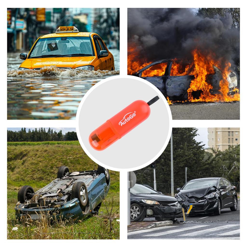 AutoGo Emergency Escape Hammer, Car Glass Breaking, Seatbelt Cutter Included,