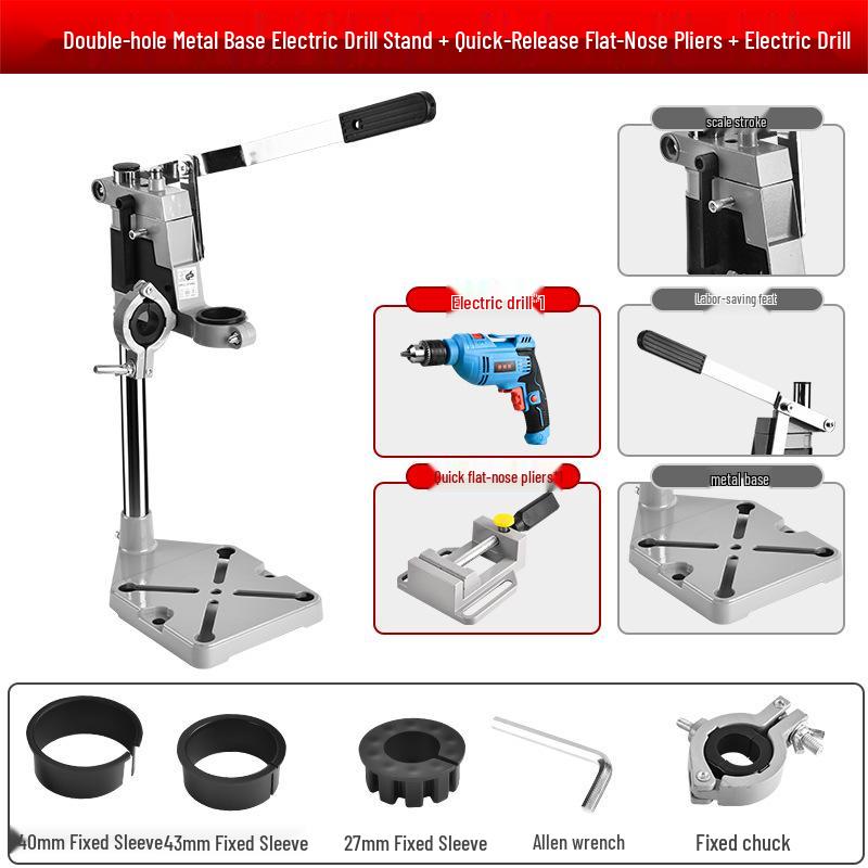Multi-Functional Rotary Drill Stand Converts to Mini Bench Drill and Hole Punch Press