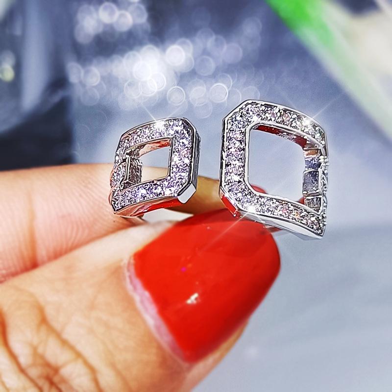 Set Platinum Plated Zircon Inlay Jewelry Set Bridal Necklace Earring Ring Three piece Set