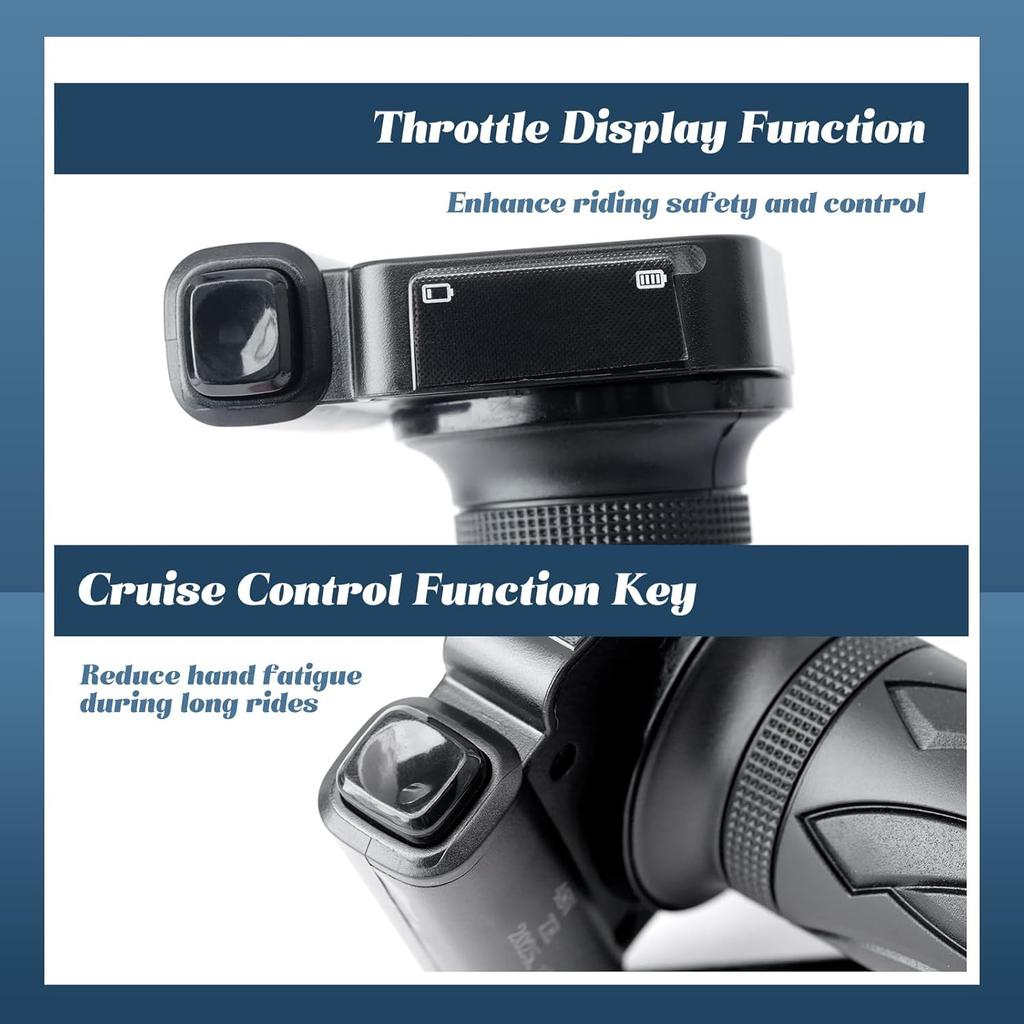 48V Throttle Display Accelerator Grip Replacement for Jetson Haze Folding EBike for DYU Y16 Electric Bicycle, with Cruise Control Function Key and