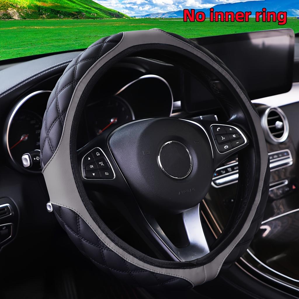 1pc Wear-resistant Comfortable PU Leather Three-dimensional Embroidery No Inner Ring Steering Wheel Cover For 36.83-38.1cm Steering Wheel For Women