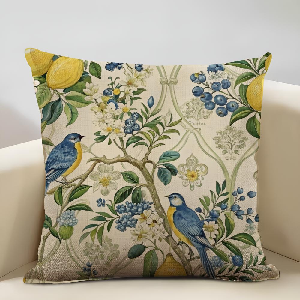 Greek Vacation Style Cushion Cover Natural Linen Organic Fabric Double-Sided Printing Sofa Home Decor Gift Pillow Cover