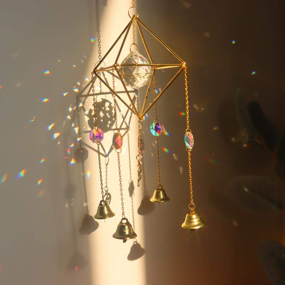 Rainbow Star Moon Wind Chimes Pendant Hanging Sun Catcher Prism Rainbow Maker Light Catcher Outdoor Window Garden Decoration