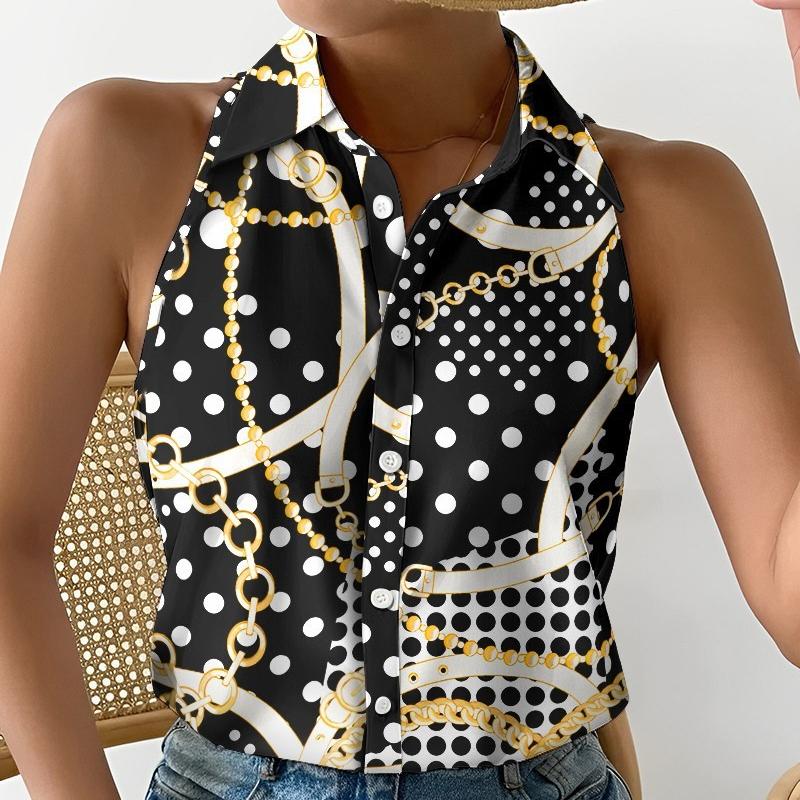 YYFS Women's Fashion Casual Summer Sleeveless POLO Neck Blouses & Shirts