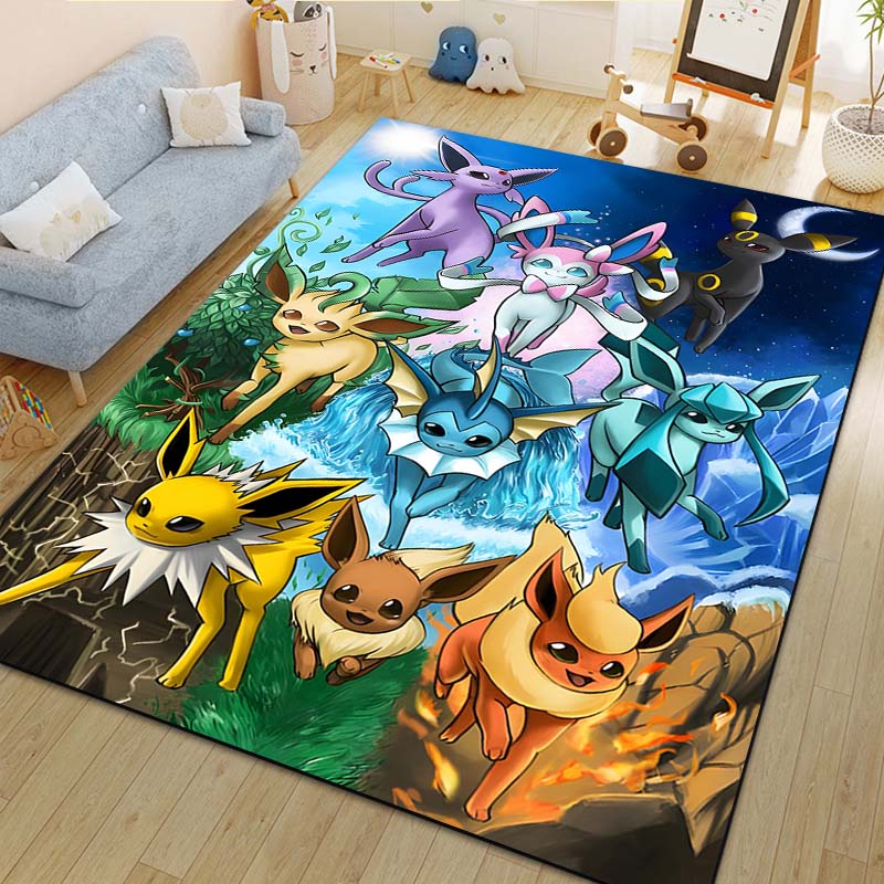 1PC P-Pokemon Eeveelution Pattern cartoon Carpets for Living Room Bedroom Bedside Floor Mat Area Rug Home Decor Luxury Gifts