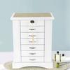 7 Layer Jewelry Organizer Box with Key Lock, White Retro Rectangular Jewelry Storage Case, Free-Standing Multi-Tier Jewelry Box