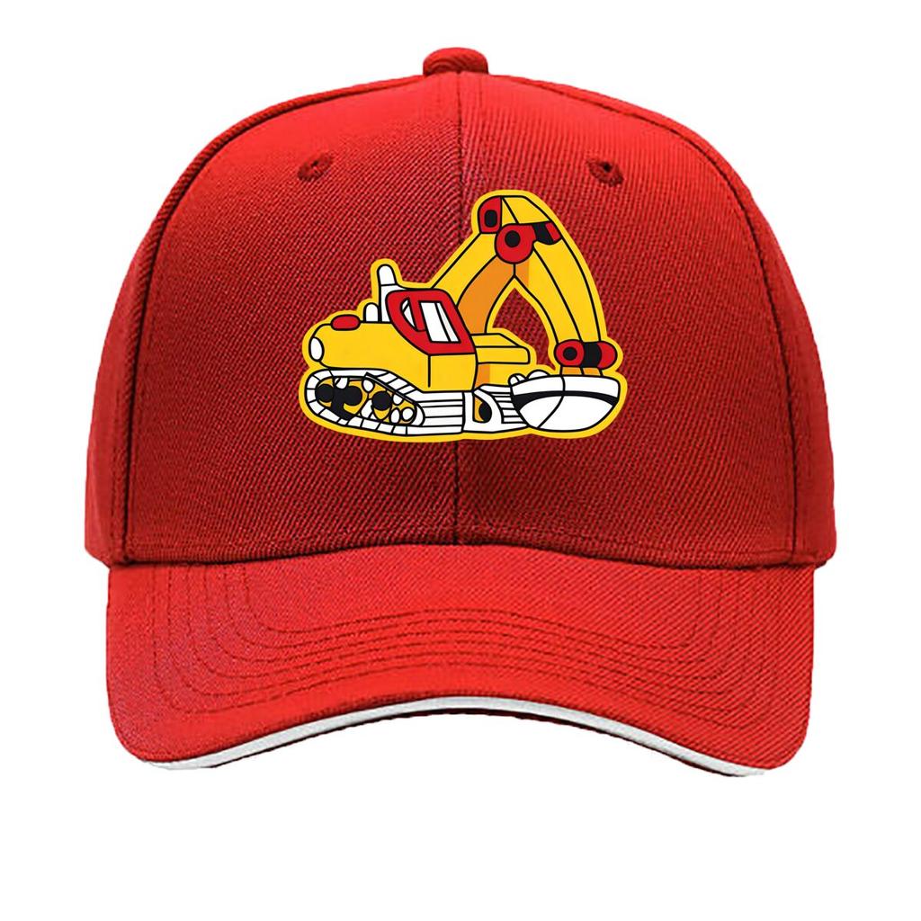 Adjustable Hat Featuring an Cartoon Excavator a Breathable Baseball Cap That Provides Cozy Suitabl Sandwich Baseball Cap