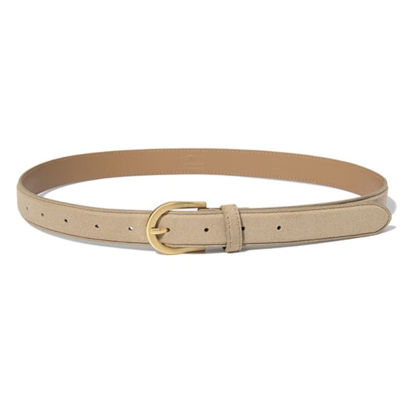 Halden (W) Round Gold Buckle Suede Belt (T026_beige)