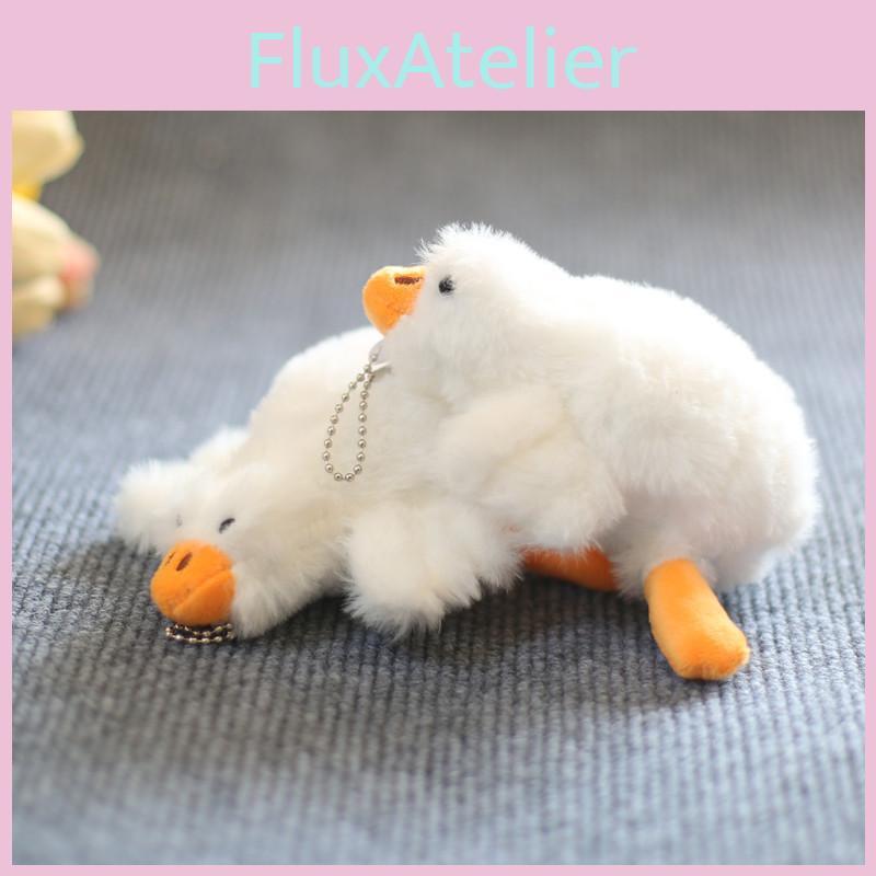 Adorable Cute White Goose Plush Toy Keychain Soft Short Plush Stuffed Animal