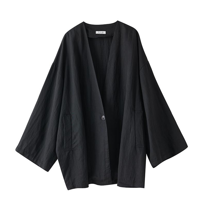 DIMANAF 2025 Plus Size Autumn Winter Women Plus Size Coat Long Sleeve Jackets Casual Loose Outerwear Black